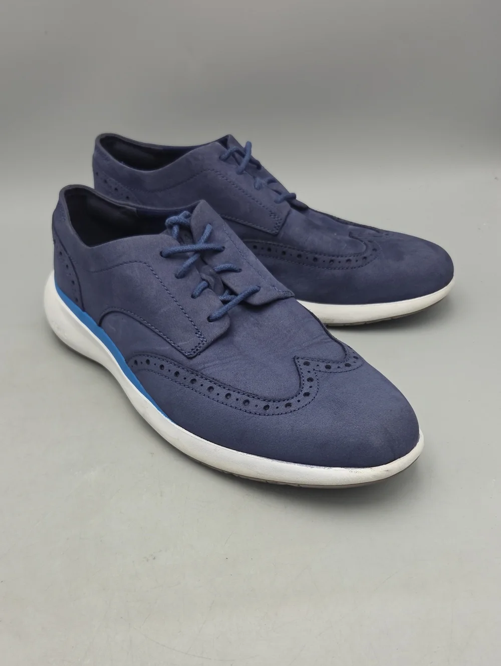 Cole Haan Grand Troy Wingtip Oxford Marine Blue White C33766 Mens Size 8 M
